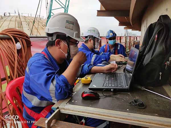 寰球公司马来西亚巴生港低温储罐接收站项目第二台储罐成功升顶 寰球公司马来西亚巴生港低温储罐接收站项目第二台储罐成功升顶