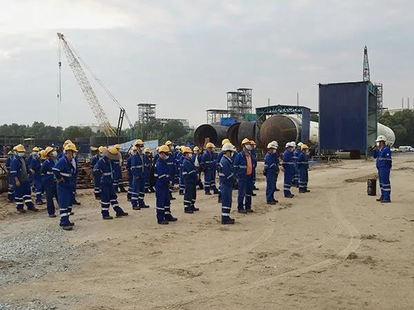 寰球公司马来西亚巴生港低温储罐接收站项目第二台储罐成功升顶 寰球公司马来西亚巴生港低温储罐接收站项目第二台储罐成功升顶