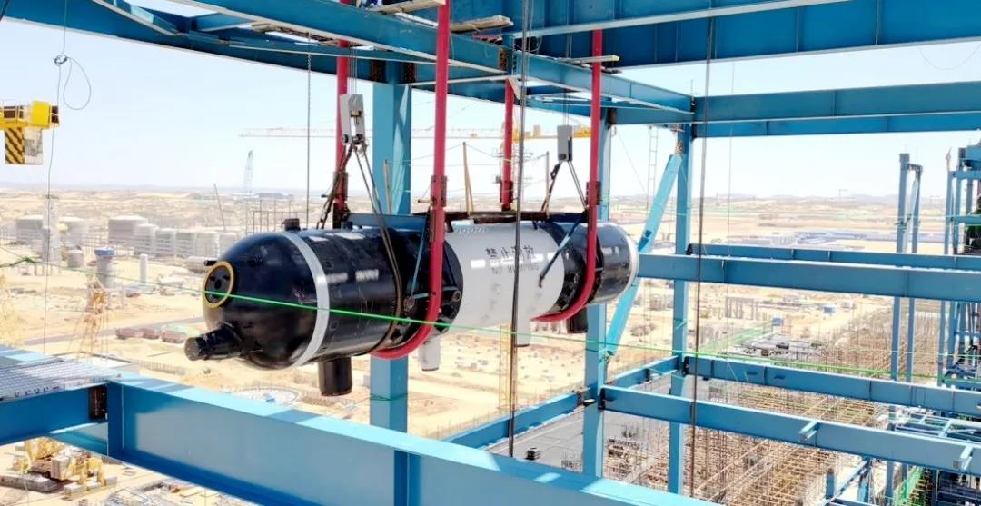 捷报!榆神能化项目3号锅炉汽包顺利吊装 捷报!榆神能化项目3号锅炉汽包顺利吊装