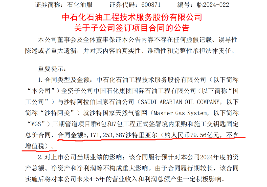 79.56亿元!石油巨头,又签大单 79.56亿元!石油巨头,又签大单